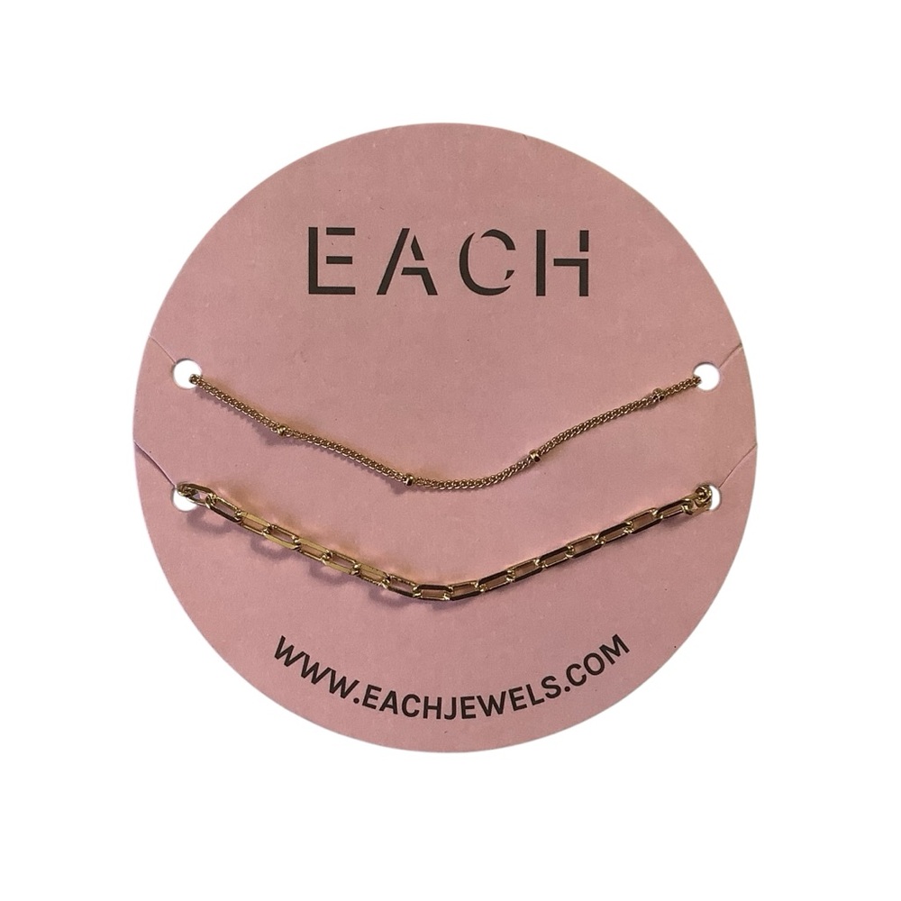 14K Gold Plated Necklace Duo by Each Jewels